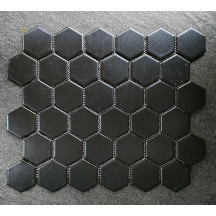 Keramik Mosaic  Lantai Warna Hitam Kitchenset Dapur Dekorasi Ruangan Interior Eksterior - Singres On