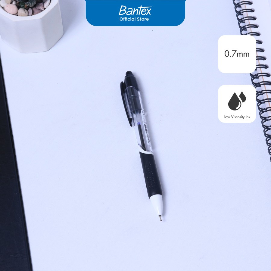 

Bantex Ballpoint / Pulpen Pena 0.7 mm Tinta Black Viskositas Rendah Soft Rubber Grip # BG6102