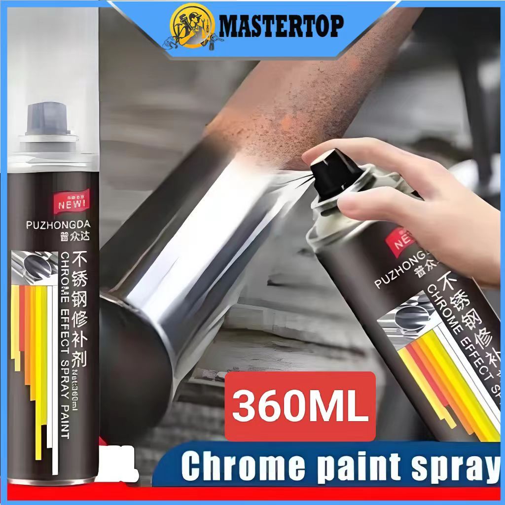 【READY STOCK】360ml Cat semprot chrome warna chrome Krom cat logam mobil stainless steel chrome Sappo