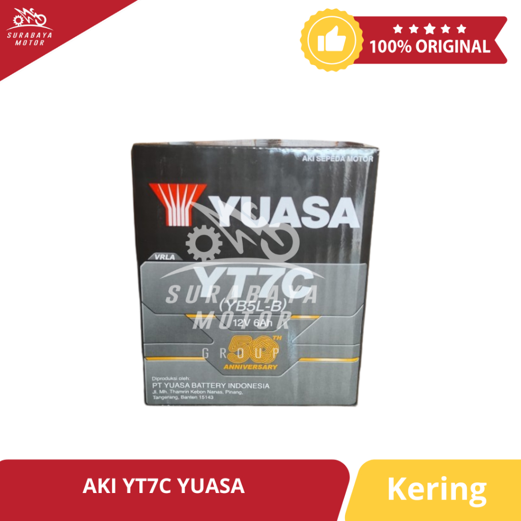 Aki Kering YT7C Yuasa 6Ah Supra Grand Mio Vega R Jupiter Lama Burhan Motor YB5LB