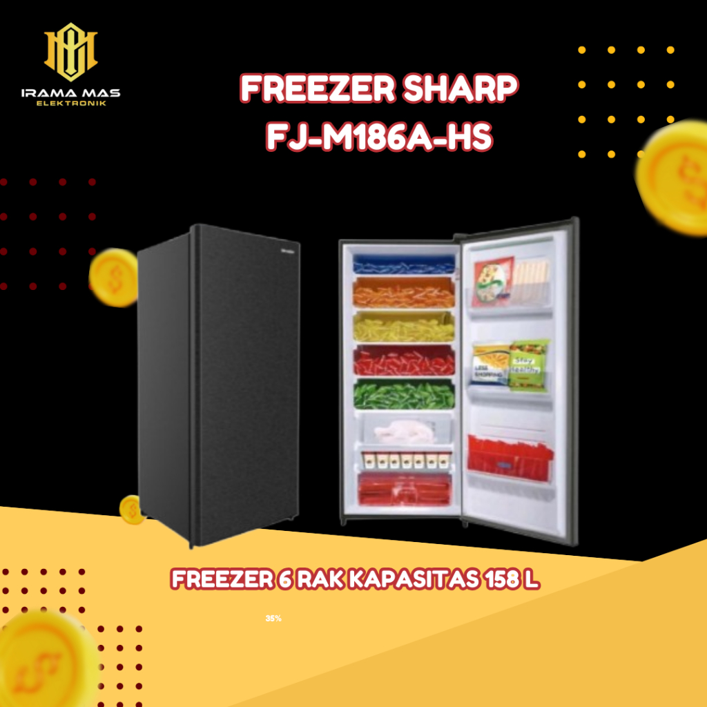 FREEZER SHARP 6 RAK FJ-M186A-HS / 8 RAK KULKAS FREEZER STAND