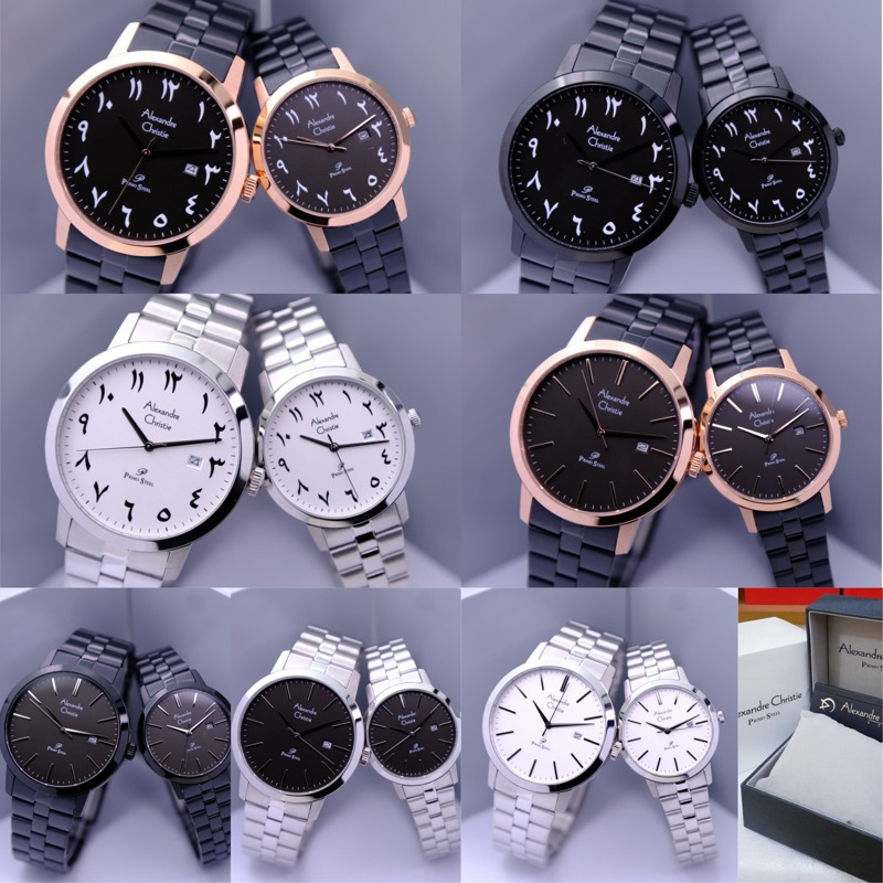 JAM TANGAN COUPLE ALEXANDRE CHRISTIE AC 1007 AC1007 RANTAI READY BEBERAPA WARNA ORIGINAL