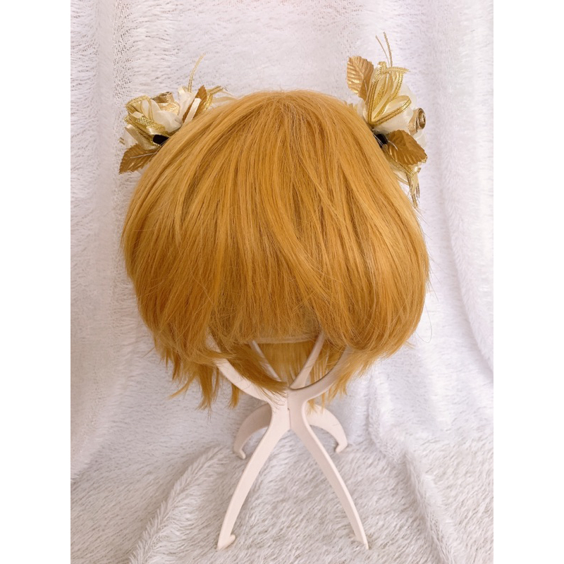 

HAIRPIECE WEDDING FLORAL GOLD LARGE WITH RIBBONS READY STOCK