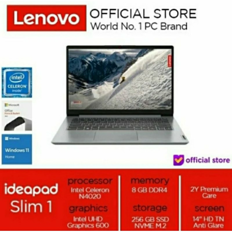 laptop lenovo slim N4020 resmi