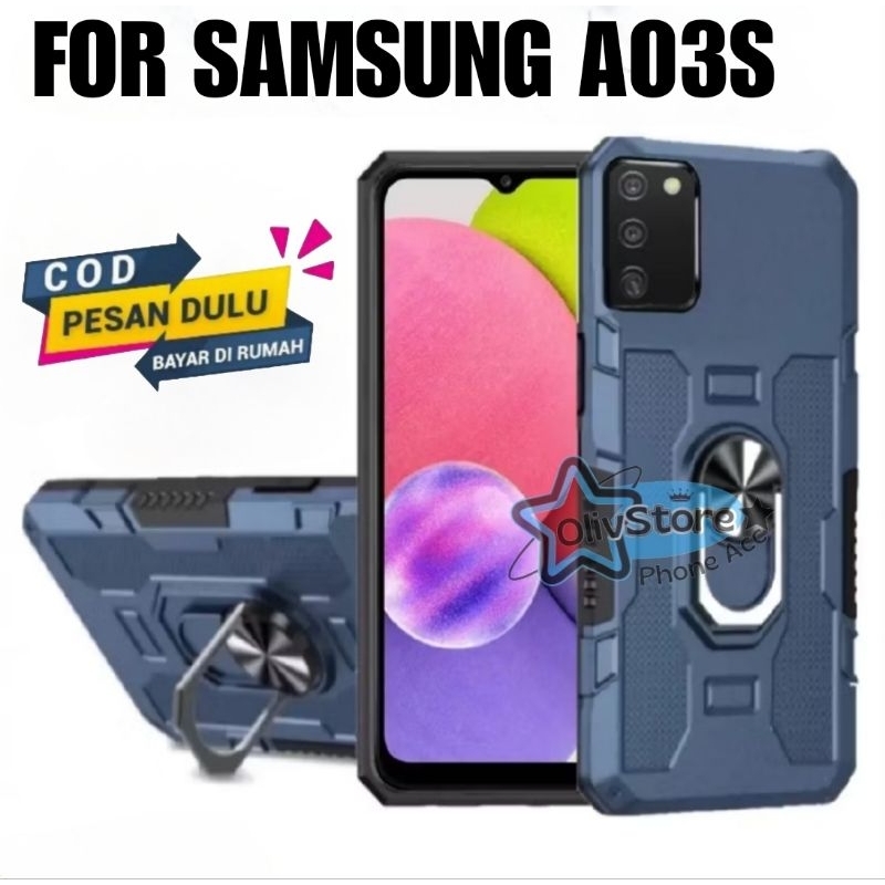 Case Samsung A03S Hardcase Robot Armor Hit Ring Case Casing Standing Robot Premium