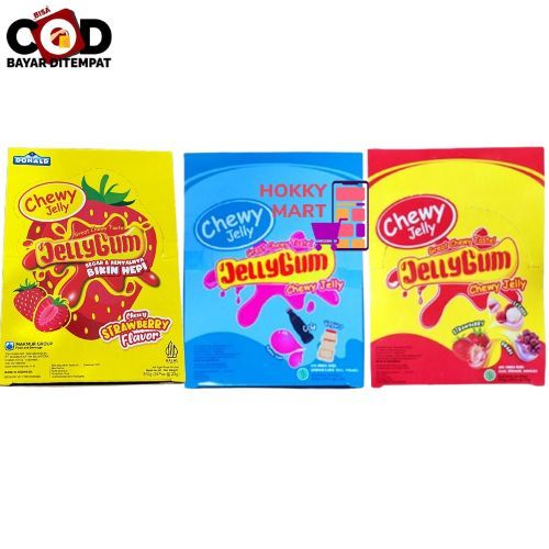 

[ HOKKY ] Donald Jelly Gum Box Isi 24 x 25gr Chewy Jelly Assorted Agar Jelly Rasa Bubblegum Cola Yogurt Grape Lychee Strawberry Snack Cemilan Anak Murah Halal