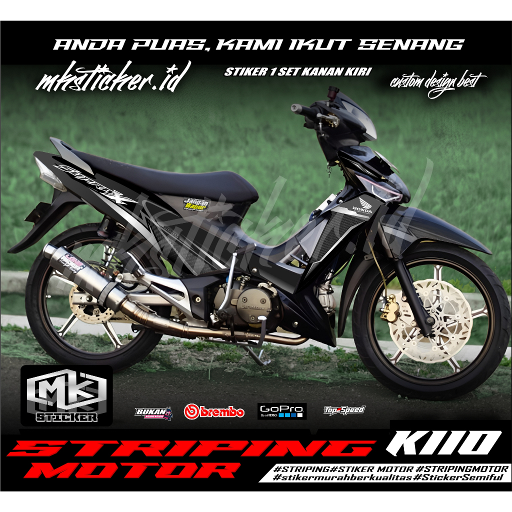 STRIPING STICKER SUPRA X 125 TAHUN 2008-2018 (110) STIKER LIST MOTOR HONDA SUPRA X 125 TAHUN 2008 SA