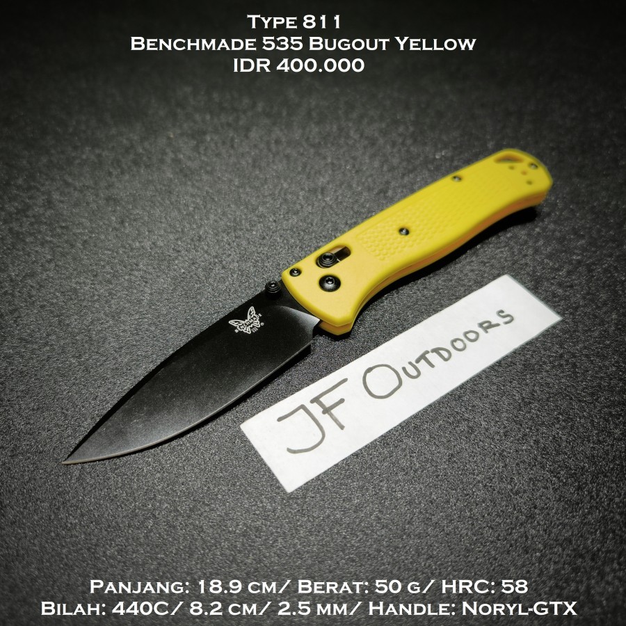 Pisau EDC Camping Outdoor Benchmade Bugout Yellow