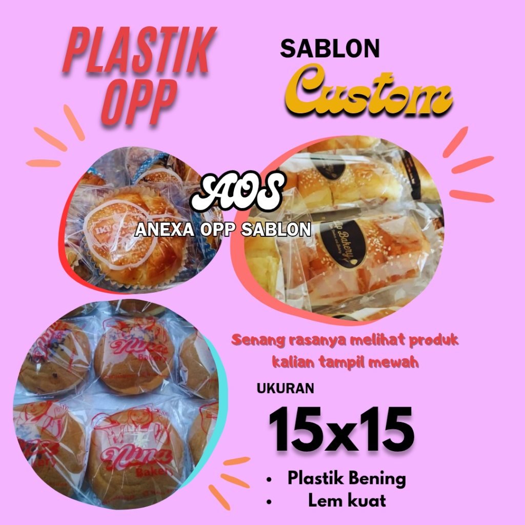 

Plastik OPP LEM 15x15 Sablon 1 warna