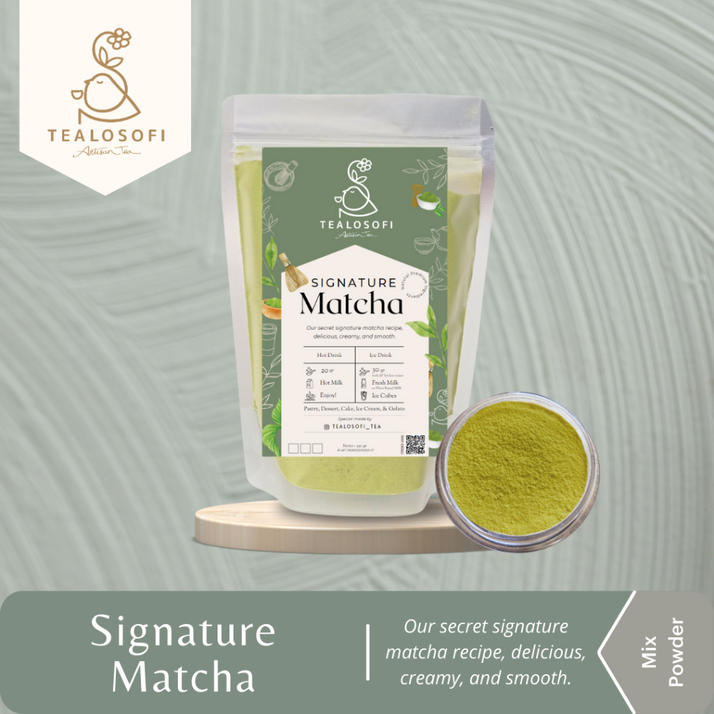 

Signature Matcha Latte Powder Drink Green Tea Latte - Bubuk Minuman Matcha Susu Tealosofi Sarangopi