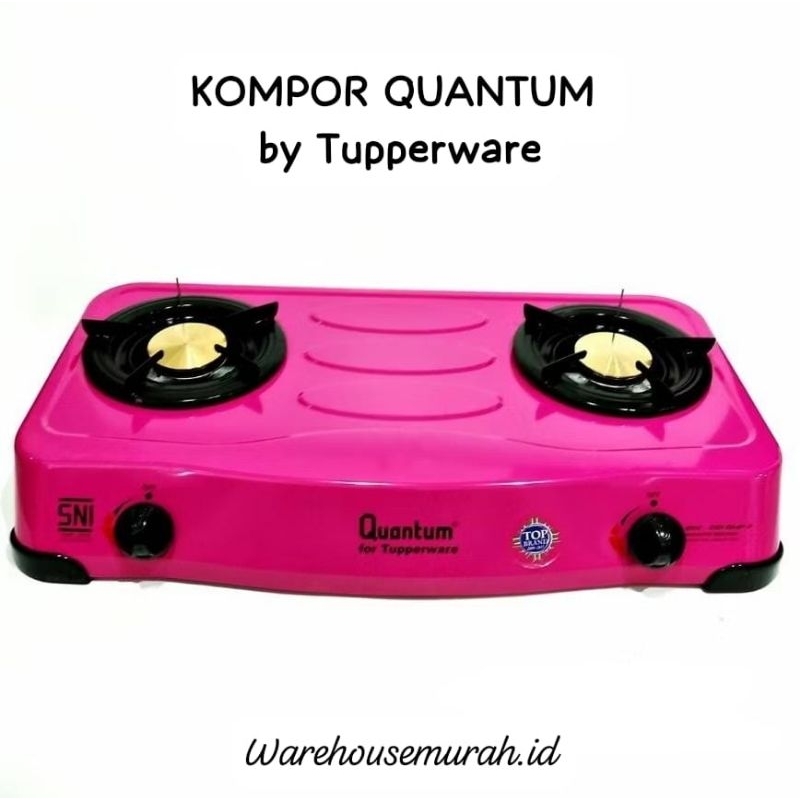 Kompor Quantum Gas 2 Tungku x Tupperware (warna PINK)