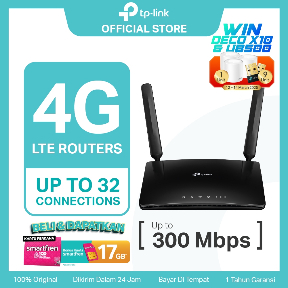 TP-Link TL-MR6400 300Mbps Wireless N 4G LTE Router Hitam