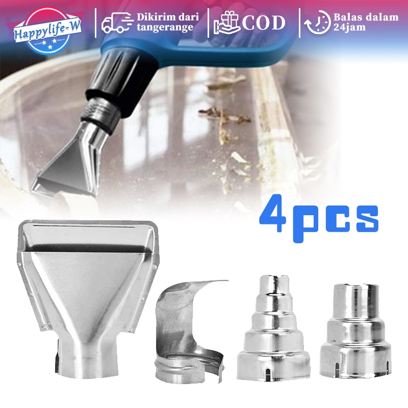 4pcs/Set Hot Air Heat Gun Blower Nozzle Stainless Air Blow Gun Nozzle Tip Ujung Universal Hot Air Gu