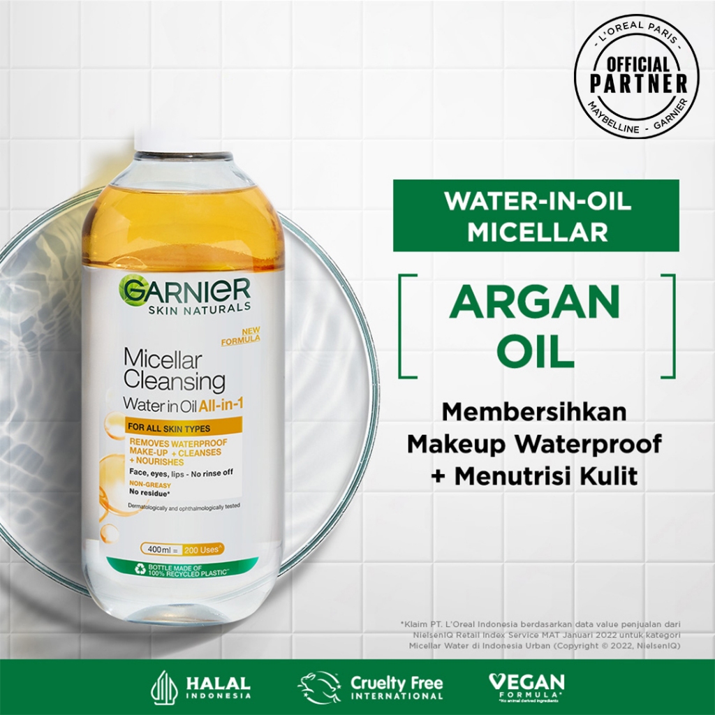 GARNIER Micellar Water OIL Infused 400 ml (OIL, BESAR)