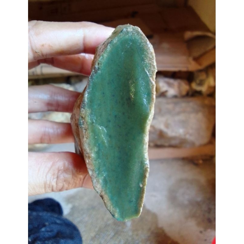 [BISA COD]  BAHAN BATU AKIK GARUT MOTIF HIJAU CINCAU