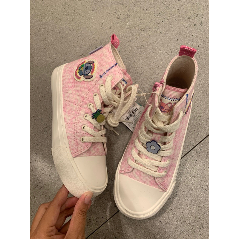 sepatu anak kids putih pink snopy mirip samba formal cesuel  zara new sneakers tali anak dua warna  