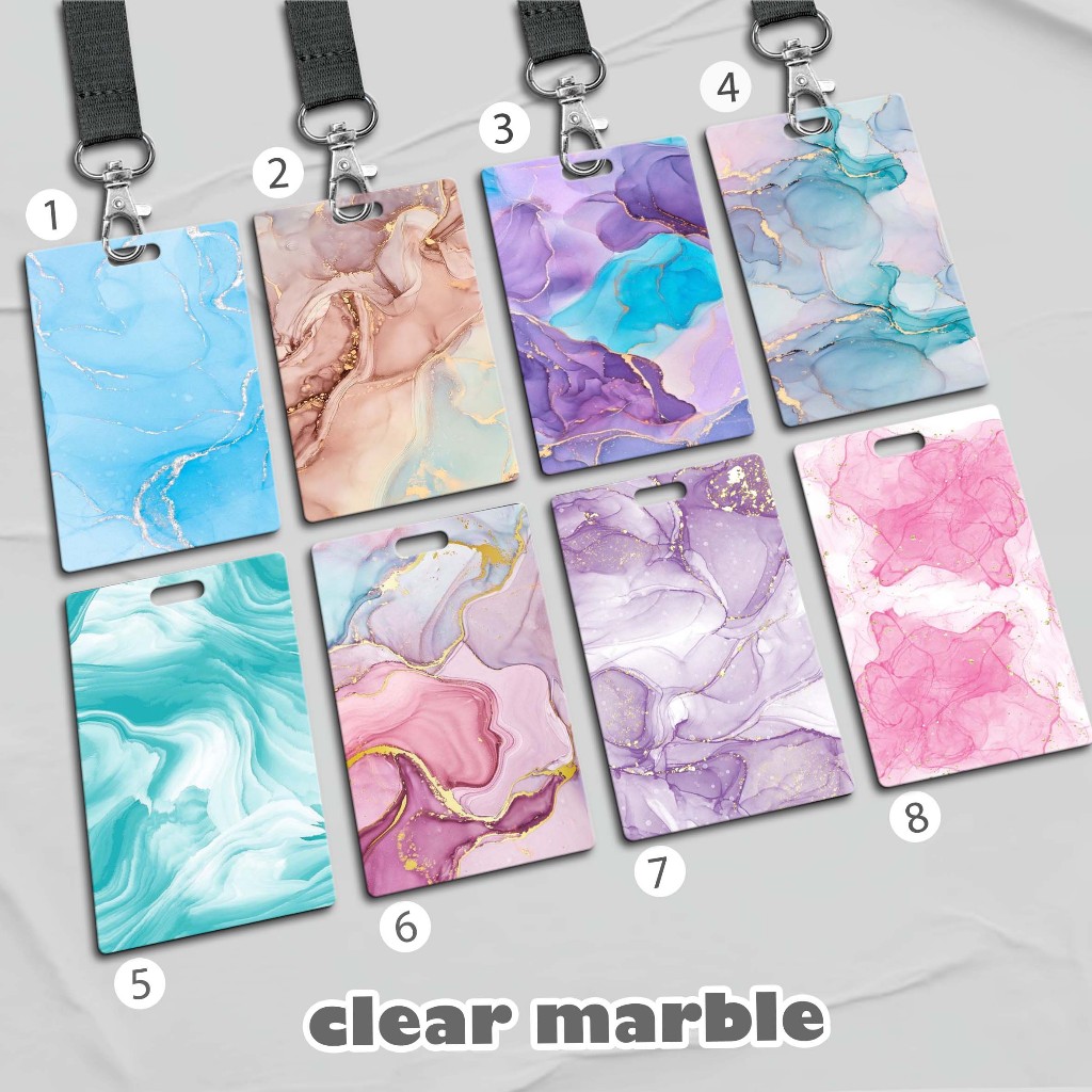 

LANYARD CARD HOLDER Name Tag Motif Marble Kartu E-money Brizzi Flazz MRT Kantor Sekolah