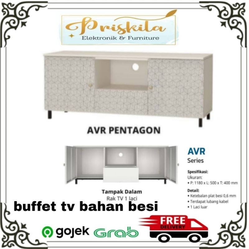 buffet tv minimalis/ buffet tv plat besi / buffet tv olymsteel/ furniture Palembang / AVR PENTAGON