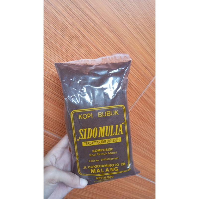 

KOPI BUBUK MURNI SIDOMULIA NETTO 250G ASLI MALANG