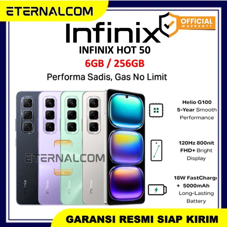 INFINIX HOT 50 6GB/256GB HELIO G100 (RAM EXTENDED 12GB 6GB+6GB)