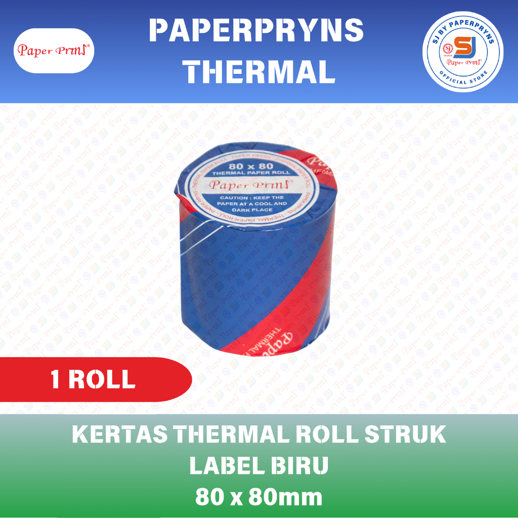 

PAPERPRYNS Kertas Thermal Roll Struk 80 x 80mm - 1 ROLL (Label BIRU)