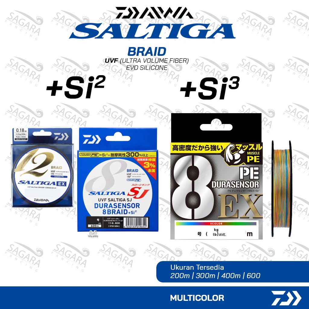 Senar PE Daiwa Saltiga SJ DuraSensor X8 EX Sensor X12 UVF +Si 200 | 300 | 400 | 600 Meter