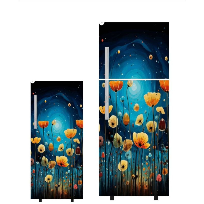 stiker kulkas pintu 1 pintu 2 motif terbaru