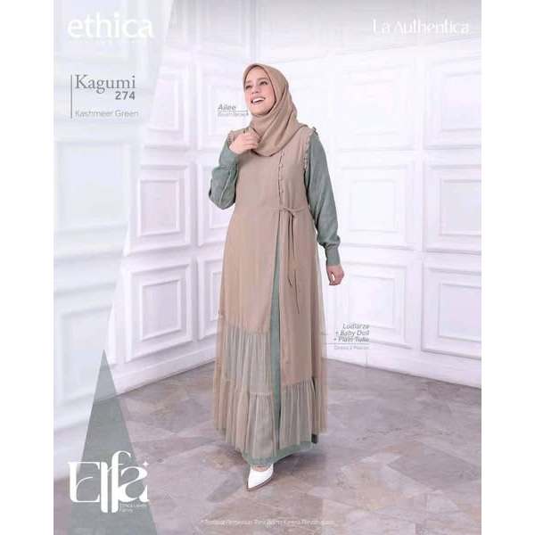 GAMIS SET TERBARU DRESS WANITA MUSLIM ETHICA KAGUMI 274 KASHMEER GREEN [BISA COD]