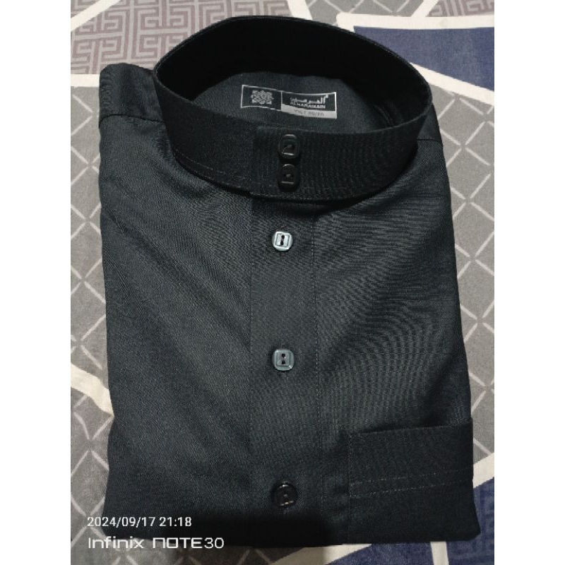 Jubah Gamis al haramain  bahan woll  size 50/20 hijau kehitaman
