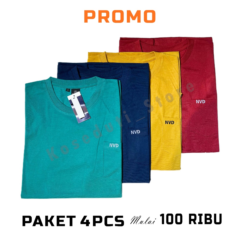 baju kaos pria 100 dapat 4 / baju kaos pria / kaos polos pocket saku pria