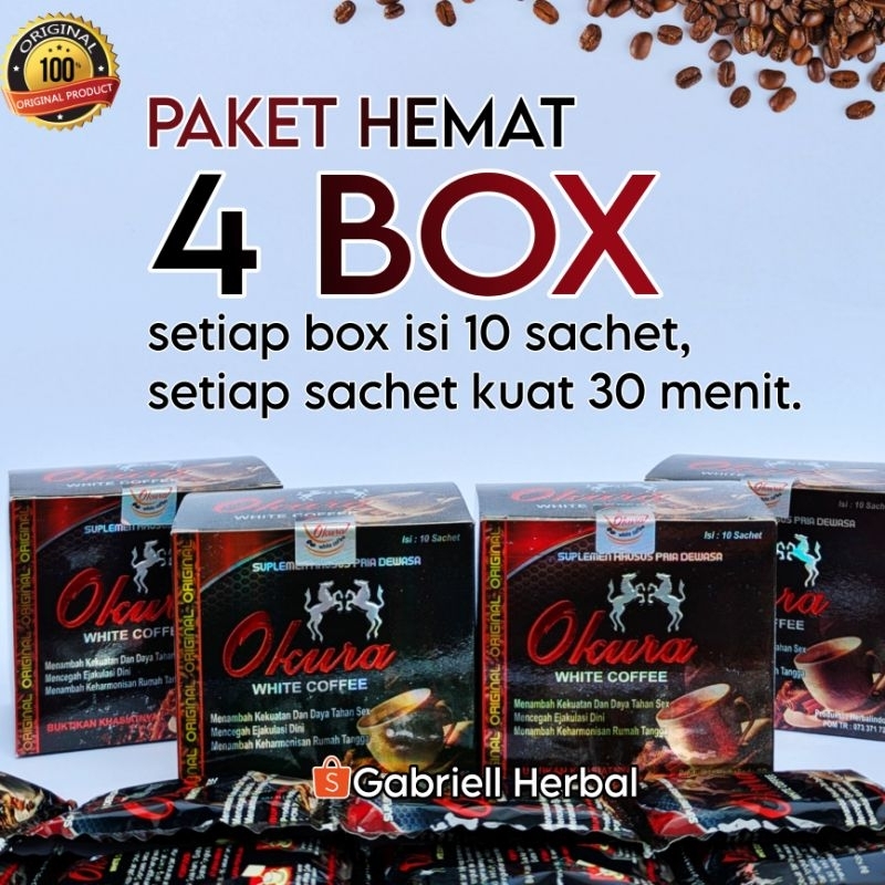 KOPI OKURA 4 BOX X 10 SACHET. GARANSI SANGAT LAMA