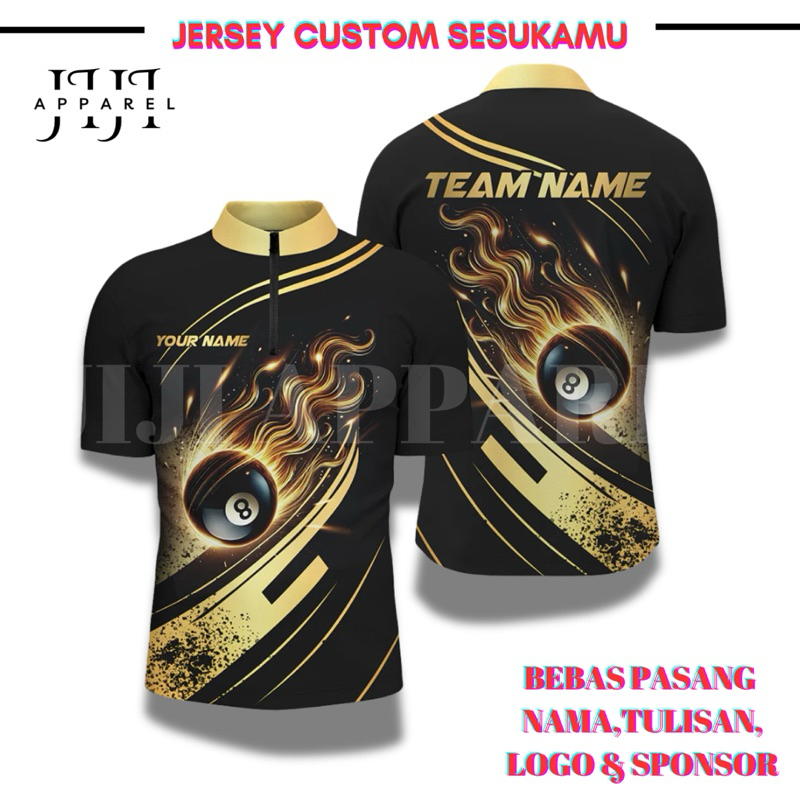 JERSEY BILLIARD 8 BALL GOLDFLAME FREE CUSTOM SESUKAMU JERSEY BILLIARD PRIA WANITA FULL PRINT SUBLIM 