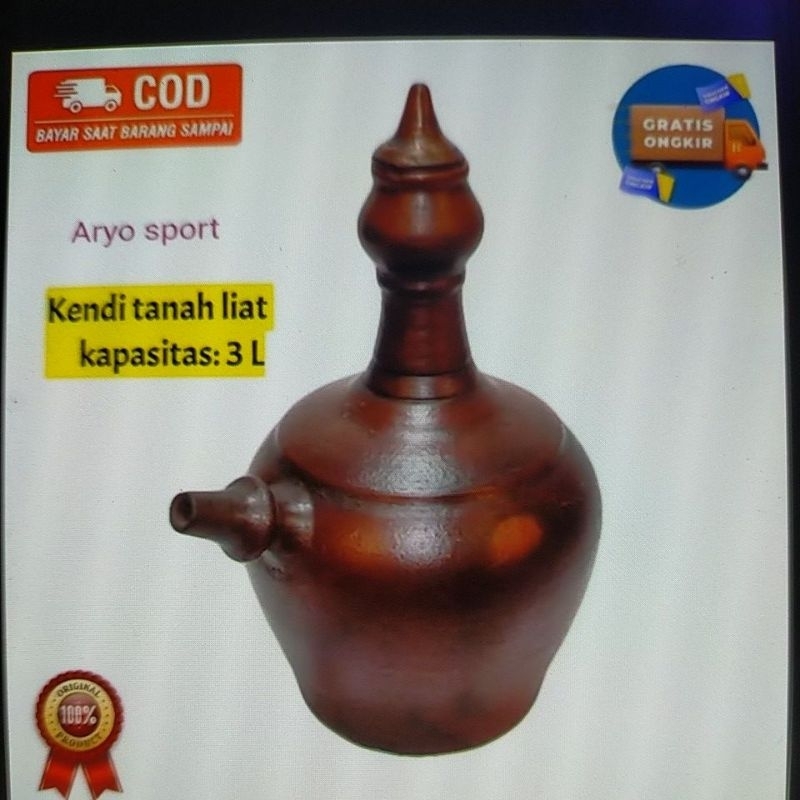 

KENDI AIR MINUM TANAH LIAT 2,5-3 LITERAN FREE PACKING AMAN