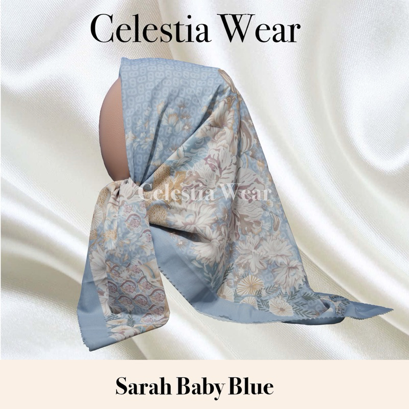 HIJAB SEGI EMPAT CELESTIA WEAR - SARAH BABY BLUE l SUBLIME JILBAB PREMIUM LASER CUT