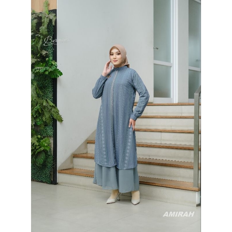 DRESS MALAY CERUTY BABYDOLL BERMERKS SYARI MOTIF ETNIK BUNGA CANTIK