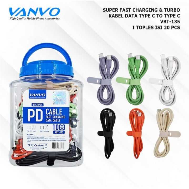 VANVO Kabel data Toples TYPE C TO TYPE C fast charging VBT-135