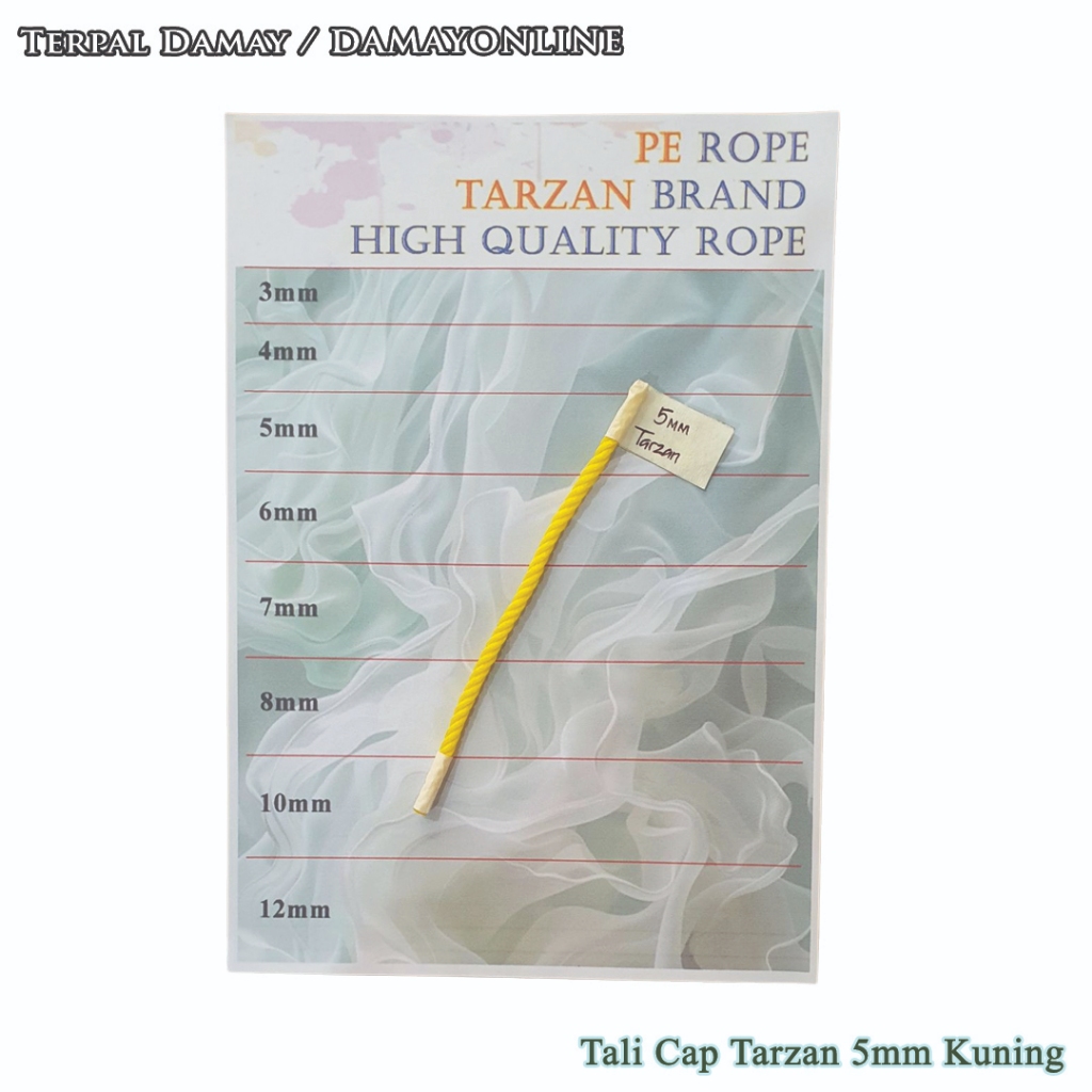 

Tali Tambang PE Cap Tarzan 5mm Kuning / Meter ( Harga Per Meter )