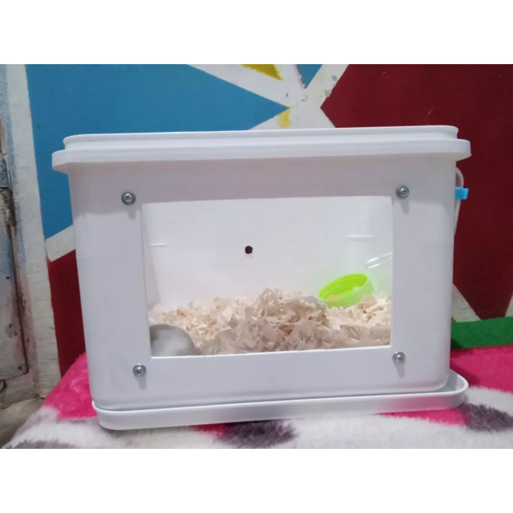 KANDANG BOX KOTAK MODIF MIKA AKRILIK JERUJI BOTOL KINCIR TEMPAT MAKAN HEWAN | HAMSTER GERBIL MENCIT 