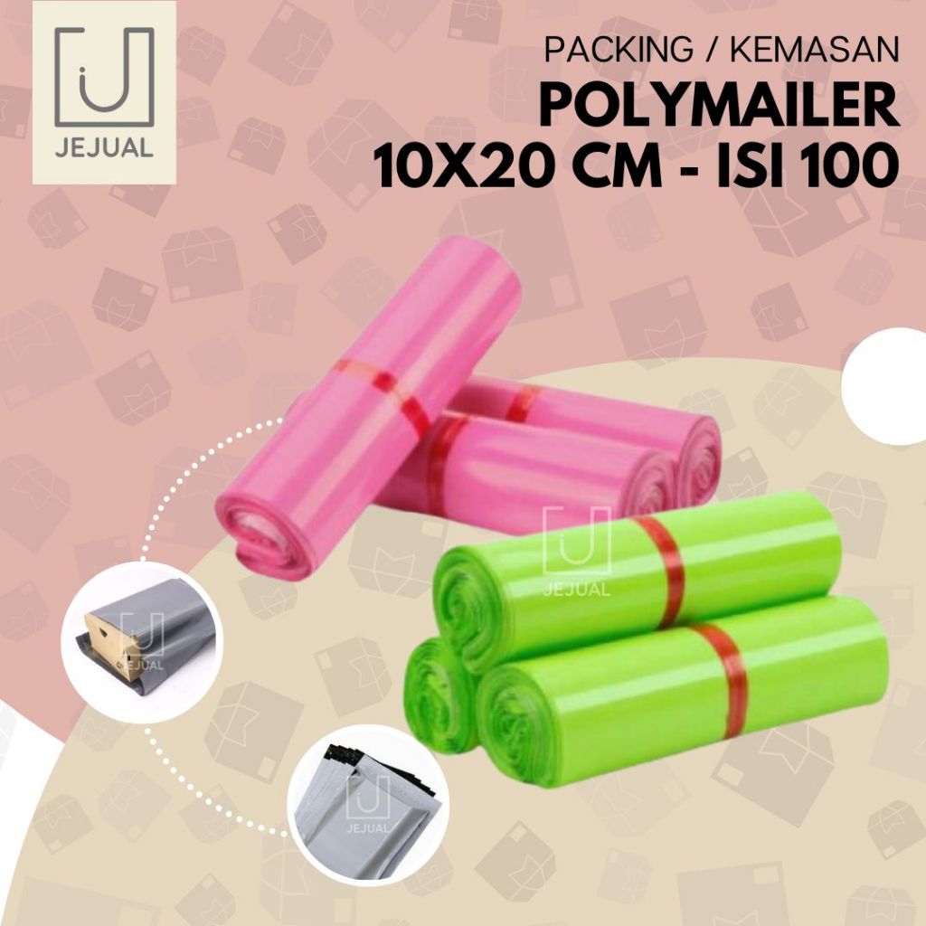

Plastik Packing 10X20CM Polymailer Isi 100Pcs Lem Perekat Termurah Warna