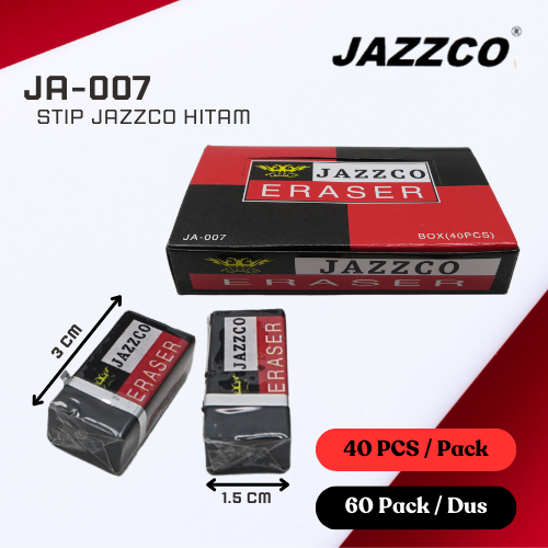 

GROSIR!!! (1 DUS isi 2400 PCS) Eraser Penghapus Jazzco Hitam Kecil JA-007