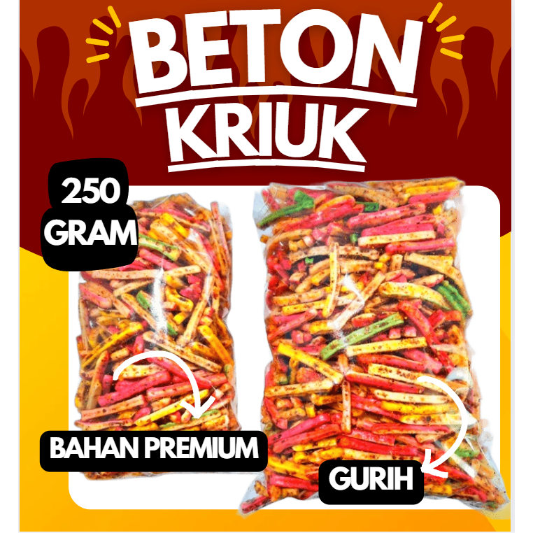 

250GR KERUPUK BETON BANTET BUMBU GURIH ORIGINAL PEDAS DAN XTRA PEDAS MURAH!!