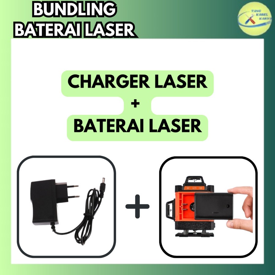 PAKET BATERAI LASER + CHARGER LASER - 2 LINE / 5 LINE / 12 LINE / 16 LINE UNIVERSAL TAFFWARE HILDA