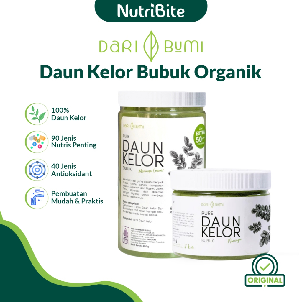 

NUTRIBITE Daun Kelor Bubuk Moringa Dari Bumi Original Premium Pure Organic