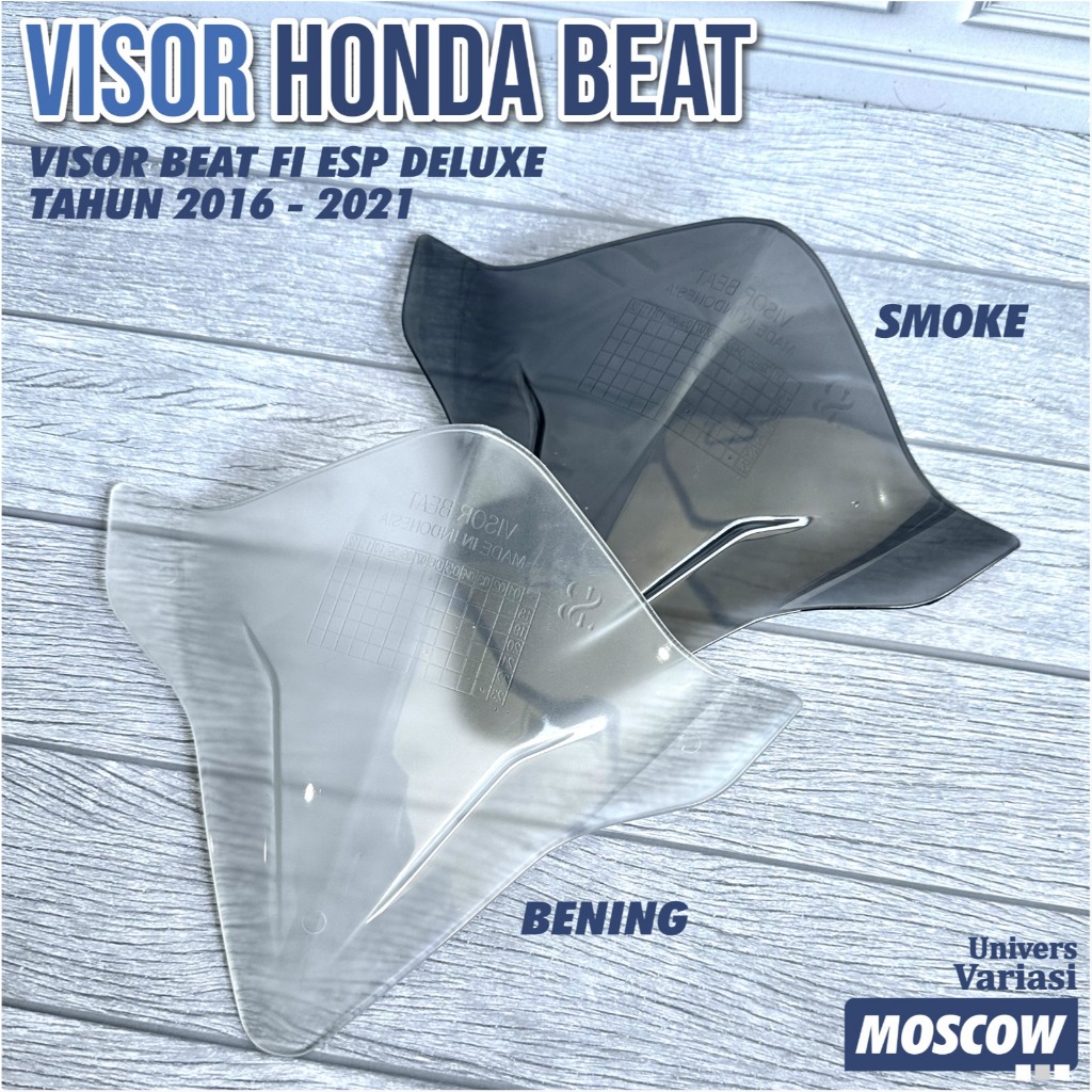 VISOR / WINDSHIELD UNTUK MOTOR HONDA BEAT FI ESP DELUXE TAHUN 2016 - 2021 SUDAH FREE DOUBLE TAPE DEN