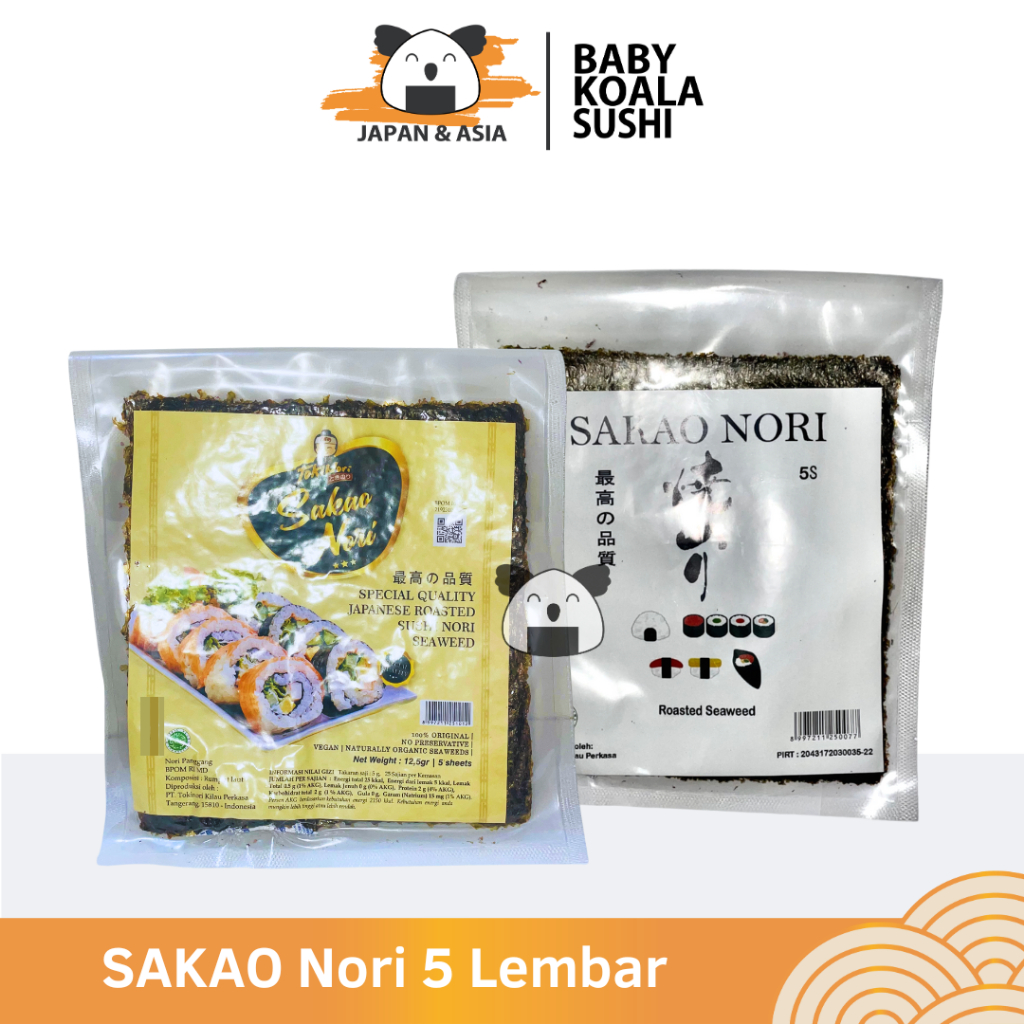 

SAKAO Sushi Nori 5 S Halal │ Nori Grade C for Sushi Kimbab/ Gimbab │ Lembar Rumput Laut