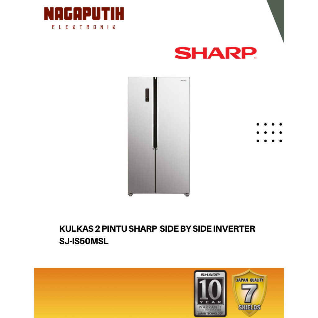 KULKAS 2 PINTU SHARP SJ-IS50MSL SIDE BY SIDE INVERTER GARANSI RESMI