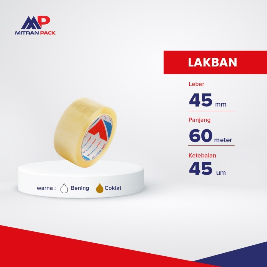 

1 Slop isi 6 Roll Lakban Mitran Pack Bening Ukuran 45mm x 60 meter