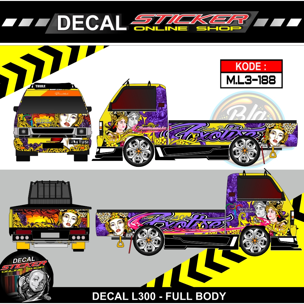 STIKER MOBIL PICK UP L300 DECAL PRINT CUSTOM FULL BODY MOTIF BUDAYA INDONESIA