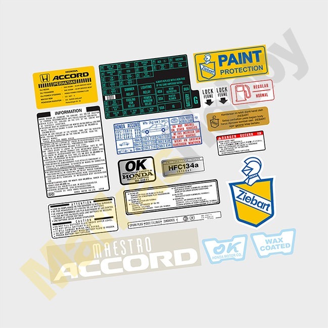 Sticker Honda Accord Maestro Warning Set