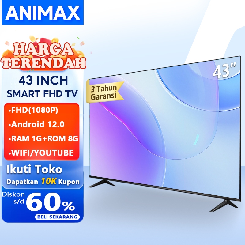 Animax Sakura TV Smart 43/40/32 inch TV FHD LED TV Android 12.0 Televisi YouTube - WiFi-Web Browser